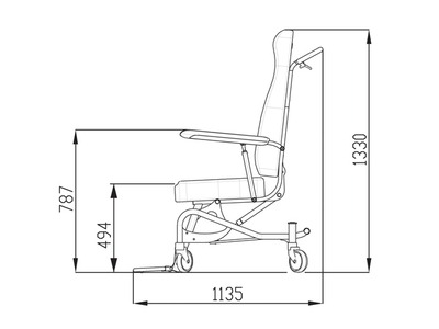 Lateral view - footrest on floor