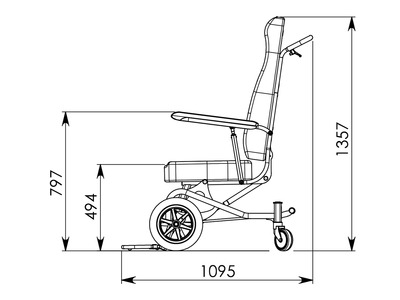 Lateral view - footrest on floor