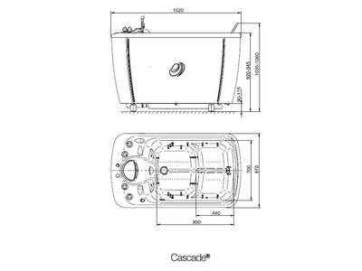 Dimensions CH6000 - CASCADE TUB
